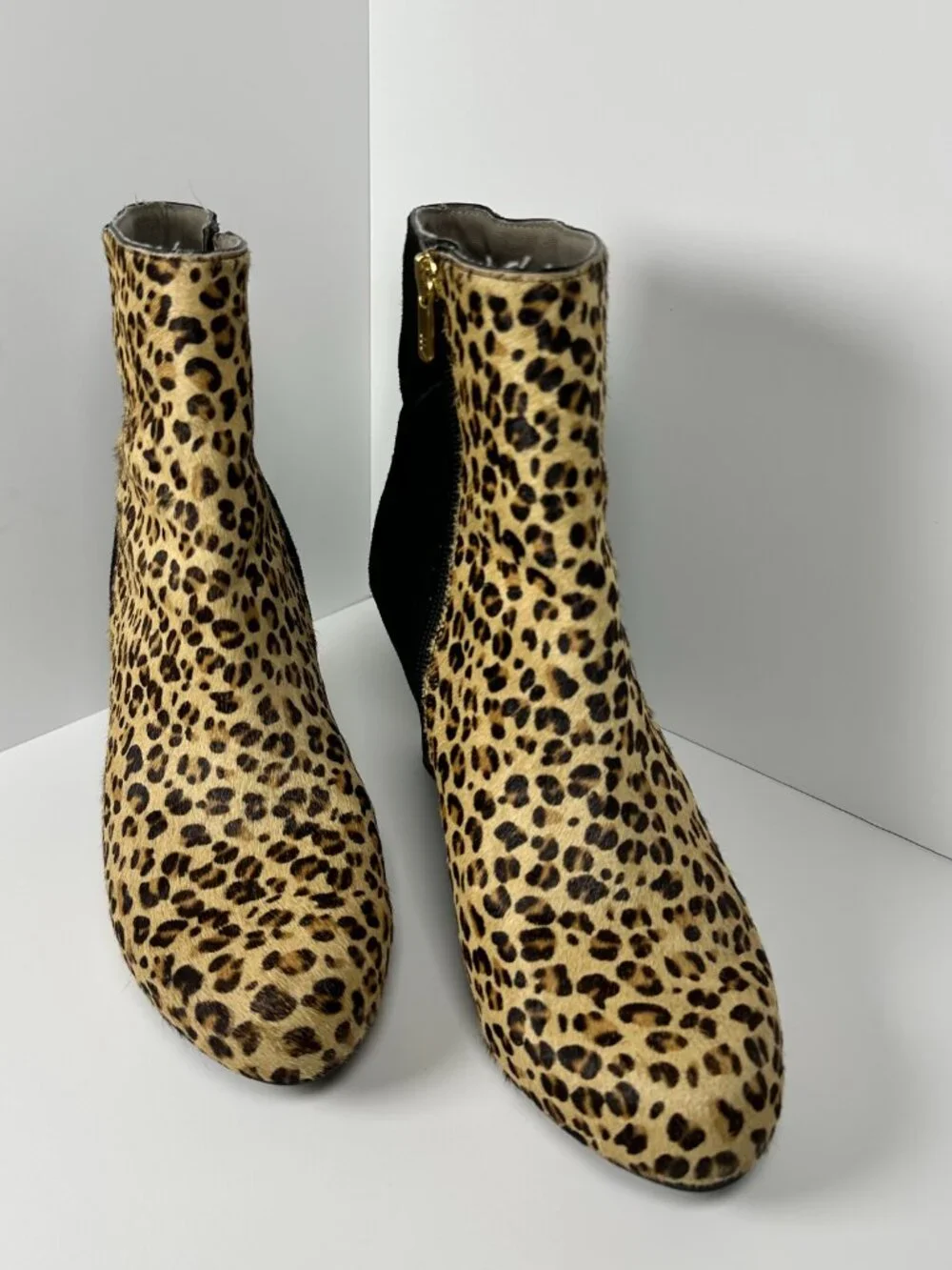 Rockport Leopard Calf Hair Leather Wedge Ankle Boots Size 9